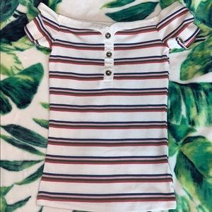 Stripe off the shoulder tshirt